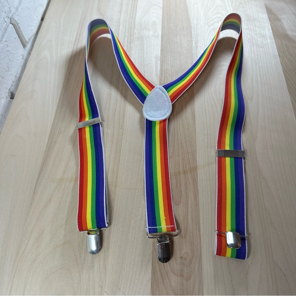 Rainbow Striped Suspenders